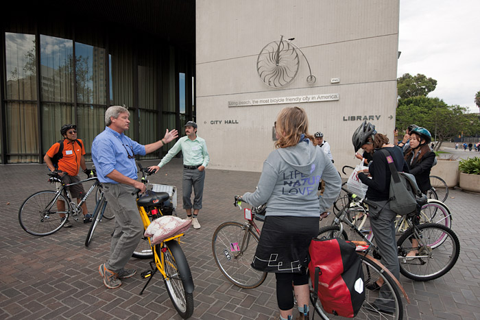 A bike sculpture mounted at the civic center proclaims Long Beach to be the most bicycle friendly city in the United States, a distinction others attribute to Minneapolis, Minnesota, and Portland, Oregon.
