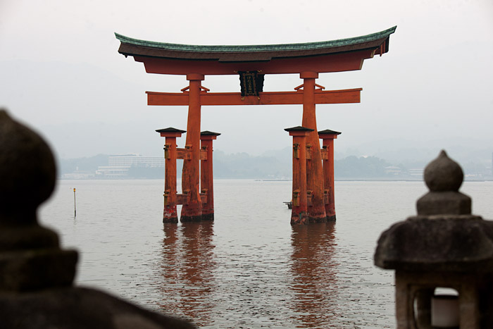 Floating torii at Itsukushima Shrine, Hatsukaichi, Miyajima.