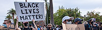 A peaceful march through Hollywood ended in front of the official Los Angeles mayoral residence in Hancock Park. Protestors defied a citywide curfew and threats of violence from the U.S. president to demand an end to police killings and the reduction of police budgets.